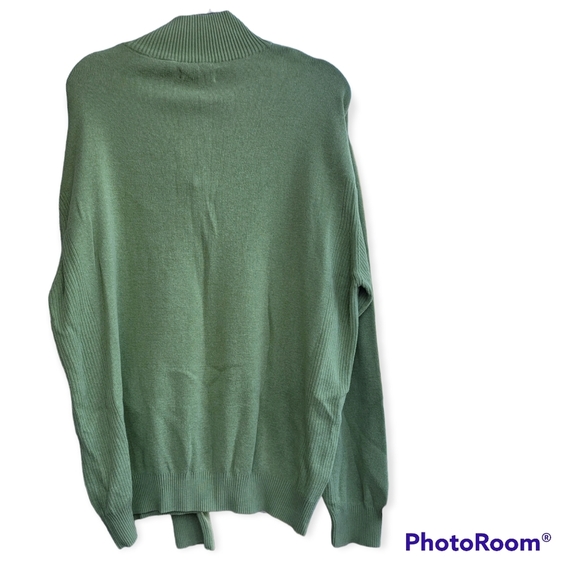 ALEX CANNON Men's 1/4 Zip Sweater, Stripe Interior Collar Long Sleeve Sage XXL. - Picture 3 of 3